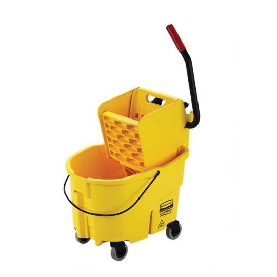 Combo seau & essoreuse jaune, pression latérale