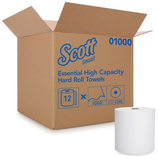 01000 SCOTT®, papier à mains blanc  en rouleau dense  1 pli