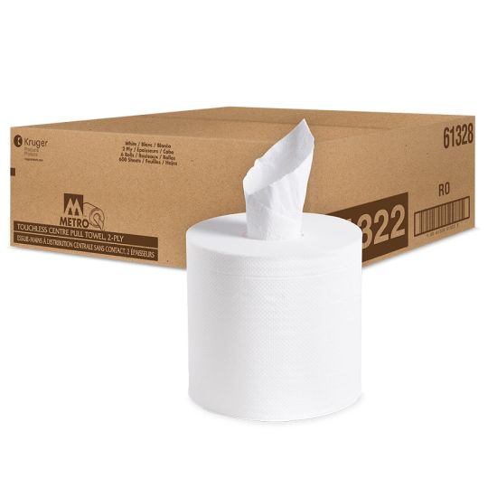 1322, papier à mains blanc en rouleau à déroulement par le centre 2 plis
