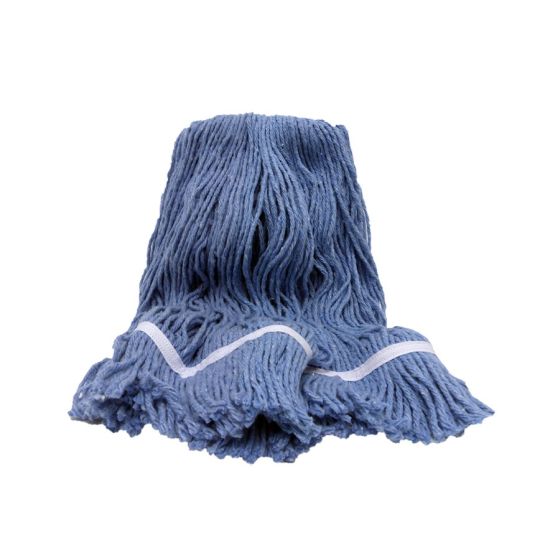 Vadrouille humide détachée synthétique bleue, cousue à bande étroite, 24 oz
