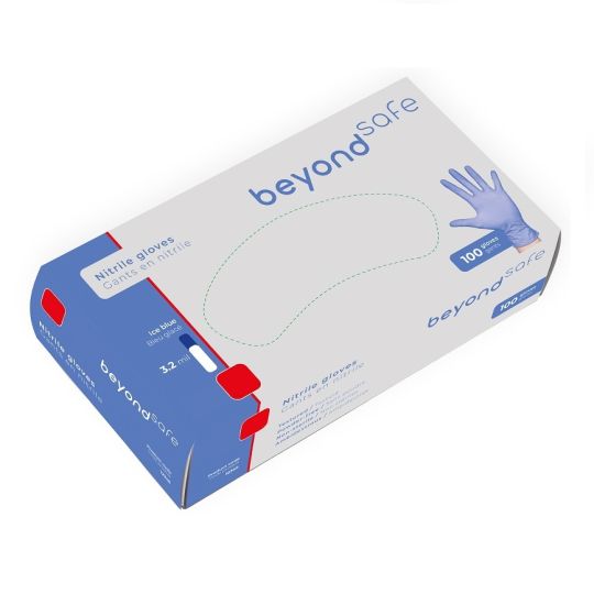 BEYOND SAFE gants jetables en nitrile bleu sans poudre (Moyen), 3.2 mil