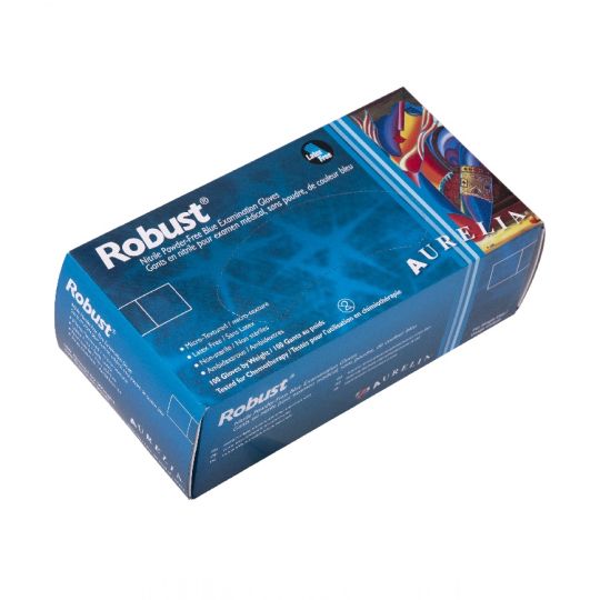 ROBUST gants jetables en nitrile bleu sans poudre (Petit), 5 mil