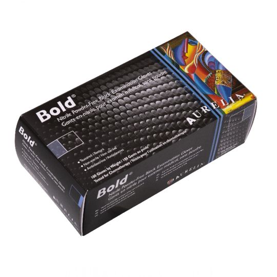 BOLD gants jetables en nitrile noir sans poudre (Petit), 5 mil
