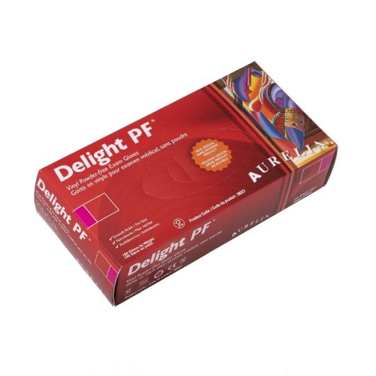 DELIGHT PF gants jetables en vinyle clair sans poudre (Moyen)