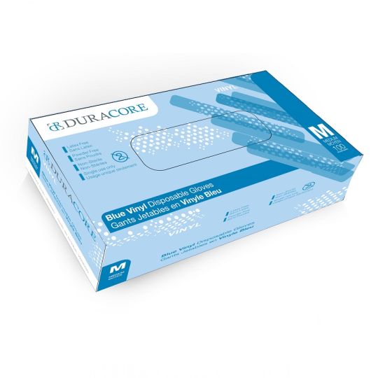 VB3020 gants jetables en vinyle bleu sans poudre (Moyen)