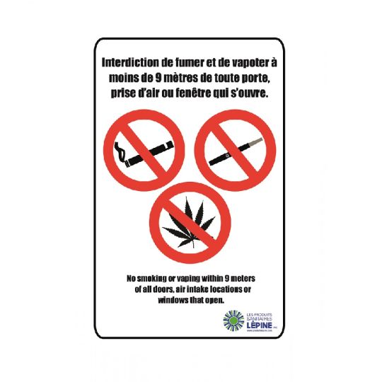 Autocollant pour fenêtre, 5.5'' x 8.5'', interdiction de fumer et de vapoter