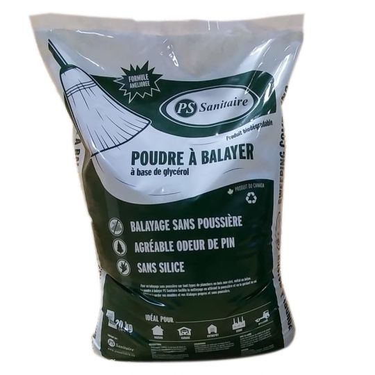Poudre à balayer verte pour plancher