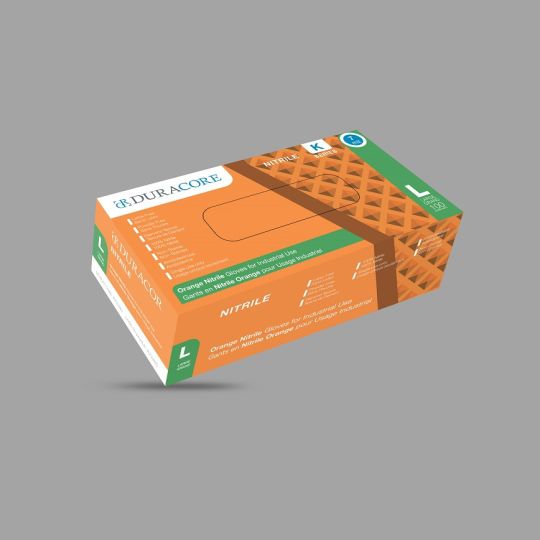 K72280 gants jetables en nitrile orange sans poudre (Grand), 7.0 mil