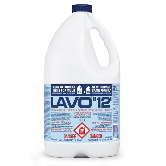 LAVO 12, eau de javel 12%, 3.6 L, caisse de 6