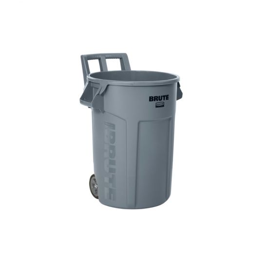 Poubelle ronde grise sur roues, 32 gal BRUTE®