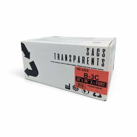 Sacs à déchets extra-forts transparents Gould B-3C 26x36 po | Boîte 100
