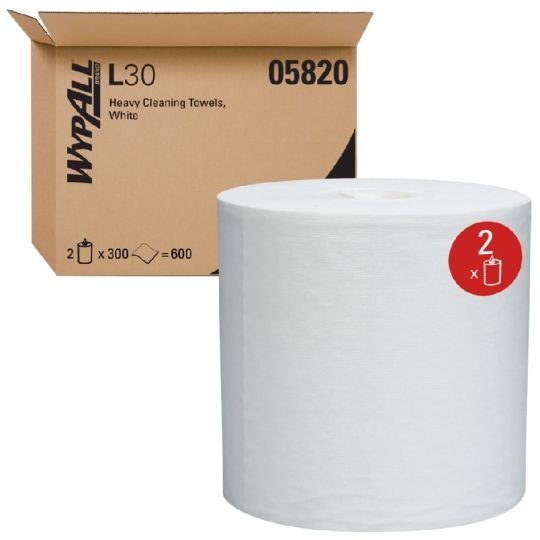 WYPALL L30, papier essuie-tout blanc en rouleau