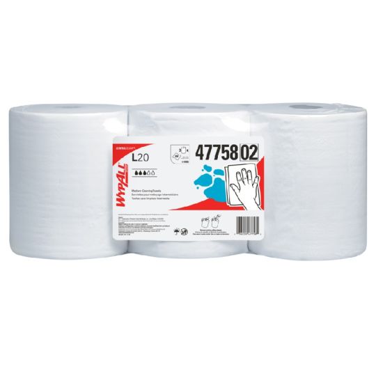 WYPALL L20, papier essuie-tout blanc 2 plis à distribution par le centre