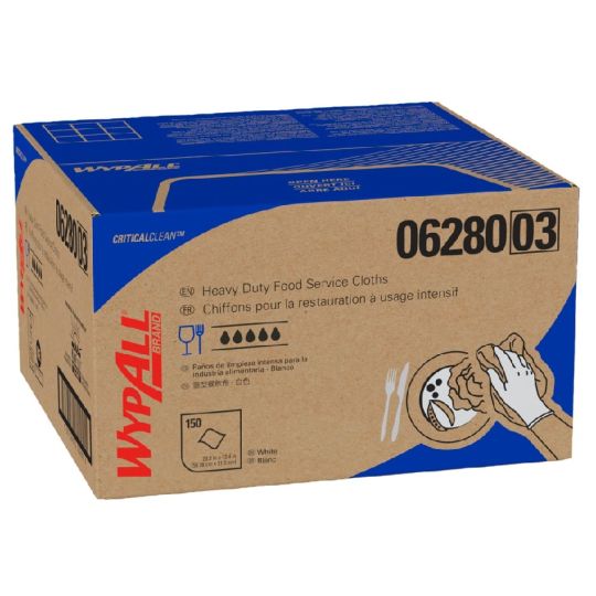 WYPALL, papier essuie-tout blanc et bleu plié en 4