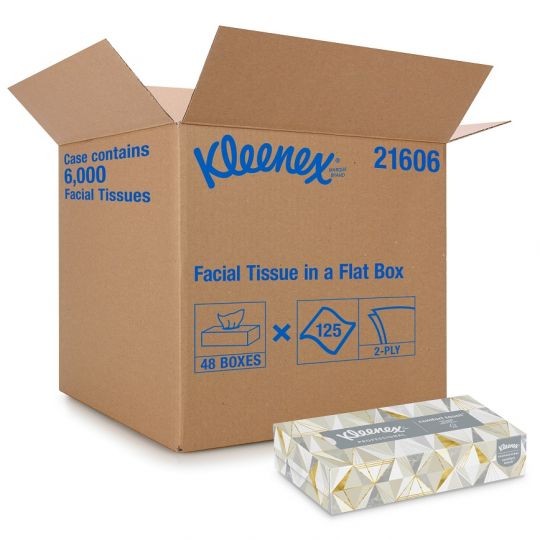 21606 KLEENEX, papier-mouchoir 2 plis, 48 boîtes de 125 feuilles/cs